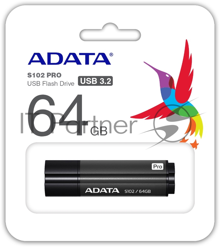 Носитель информации A-DATA Flash Drive 64Gb S102P AS102P-64G-RGY {USB3.0, Grey}