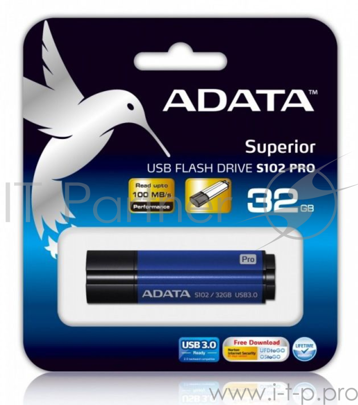 Носитель информации A-DATA Flash Drive 64Gb S102P AS102P-64G-RBL {USB3.0, Blue}