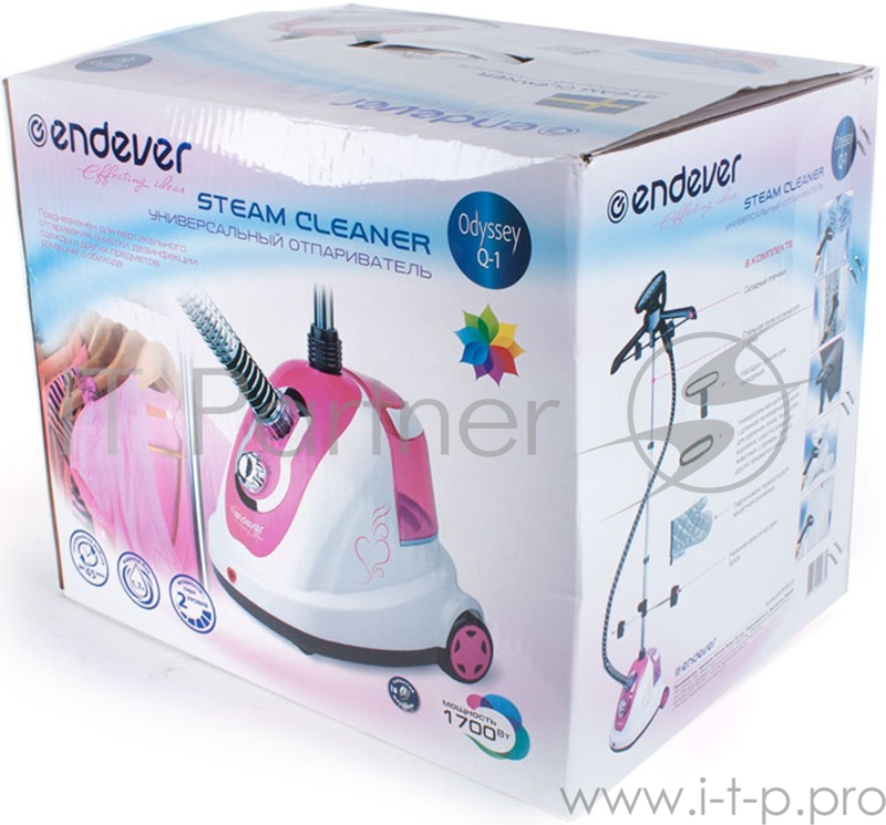 Отпариватель напольный Endever Odyssey Q-1 1700Вт белый/розовый