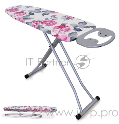 Гладильная доска DOGRULAR элиза серый(Рабочая поверх-ть 120х38см. Регулир-ка высоты 70-90см. Паропропускающий перфорированный гладильный стол. Чехол с подкладкой (100% хлопок), чехол с антипригарным покрытием. Подставка под утюг с антипригар. силикон