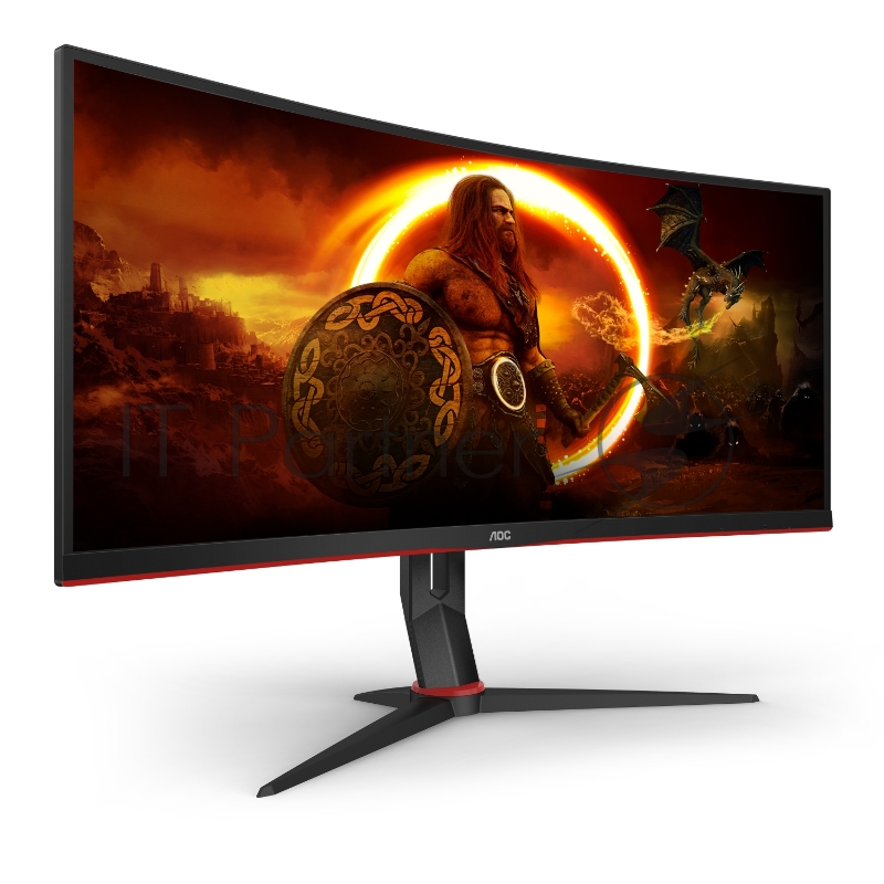 МОНИТОР 34 AOC CU34G2 Black-Red (VA, изогнутый, 3440x1440, 100Hz, 1 ms, 178°/178°, 300 cd/m, 80M:1, +2xHDMI 2.0, +Displ