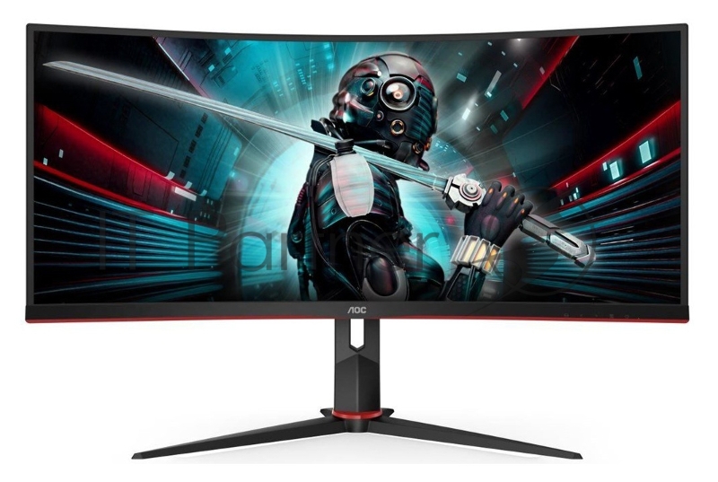 МОНИТОР 34 AOC CU34G2 Black-Red (VA, изогнутый, 3440x1440, 100Hz, 1 ms, 178°/178°, 300 cd/m, 80M:1, +2xHDMI 2.0, +Displ