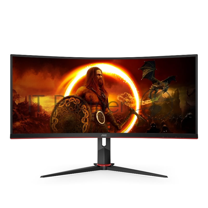 МОНИТОР 34 AOC CU34G2 Black-Red (VA, изогнутый, 3440x1440, 100Hz, 1 ms, 178°/178°, 300 cd/m, 80M:1, +2xHDMI 2.0, +Displ