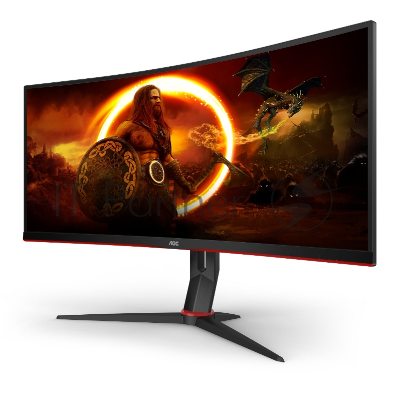 МОНИТОР 34 AOC CU34G2 Black-Red (VA, изогнутый, 3440x1440, 100Hz, 1 ms, 178°/178°, 300 cd/m, 80M:1, +2xHDMI 2.0, +Displ