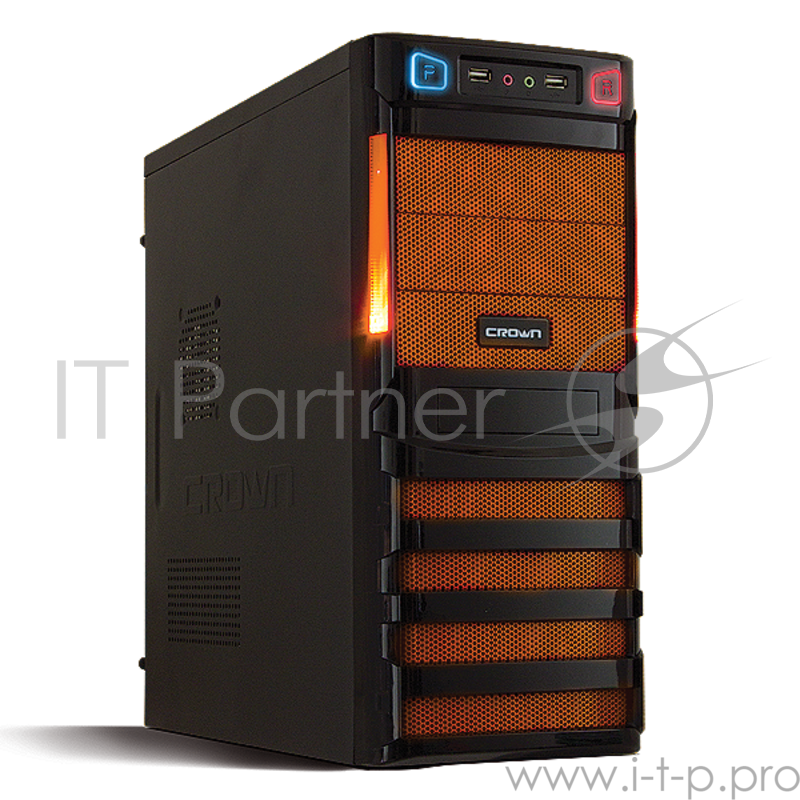 Корпус Miditower CROWN CMC-SM162 black/orange ATX (CM-PS450W smart)