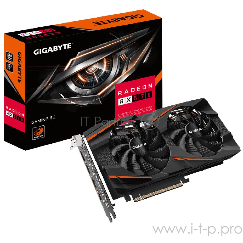 Видеокарта Gigabyte PCI-E GV-RX570GAMING-8GD V2.0 AMD Radeon RX 570 8192Mb 256bit GDDR5 1244/7000/HDMIx1/DPx3/HDCP Ret