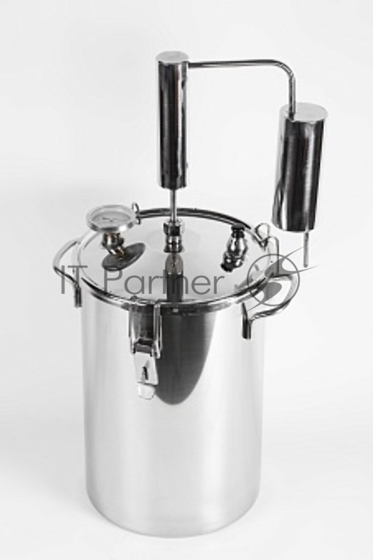 Дистиллятор Первач Элит 20Т домашний, 20л, термометр, клапан избыт. давления, сухопарник со сливом отходов, охладитель, съемная крышка