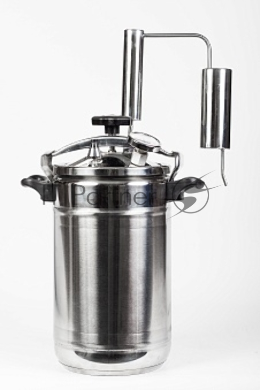 Дистиллятор Первач Элит-Супер14Т, 14л, ДВОЙНОЕ КАПСУЛЬНОЕ ДНО, термометр, клапан избыт. дав., сухопарник со сливом отходов, охлад., съемная крышка,