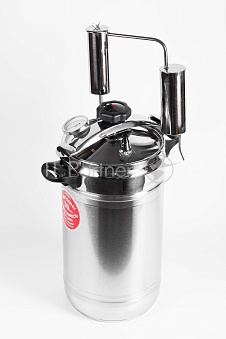 Дистиллятор Первач Элит Аромат -Супер 14Т, 14л, ДВОЙНОЕ КАПСУЛЬНОЕ ДНО, термометр, клапан избыт. дав., разборный сухопарник, слив сивушных масел