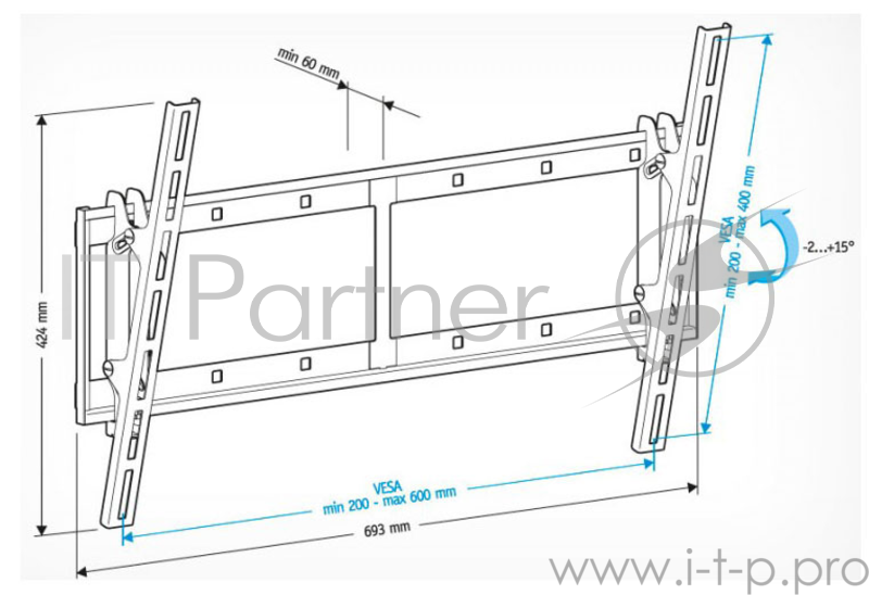 Кронштейн для телевизора Holder LCD-T6606 черный 42-65 макс.60кг настенный наклон
