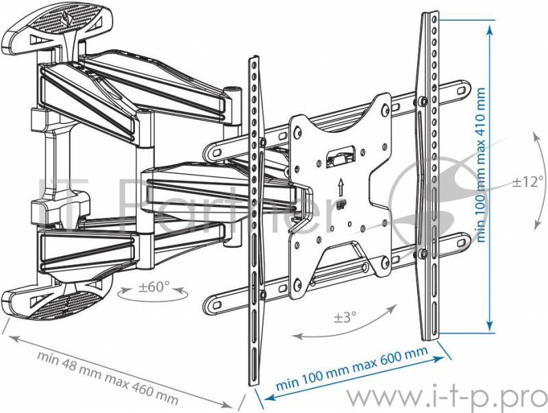 Кронштейн для телевизора Kromax ATLANTIS-35 серый 26-65 макс.60кг настенный поворот и наклон