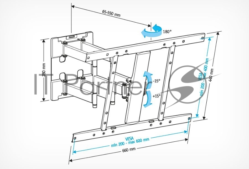 Кронштейн для LCD Holder LCD-SU6602-B чёрный, диагональ экрана 26″–60″до 45кг.