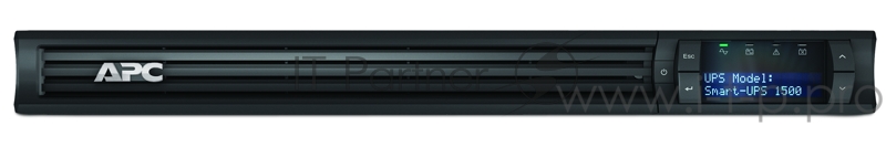 ИБП (UPS) 1U 19 RM 1500ВА APC Smart-UPS 1500VA SMT1500RMI1U, черный (COM, USB)