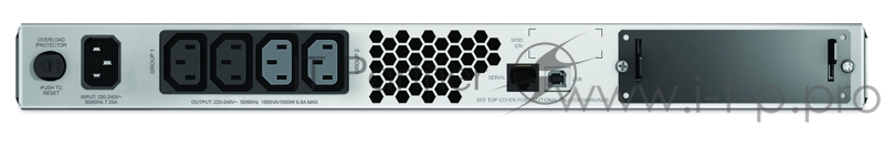 ИБП (UPS) 1U 19 RM 1500ВА APC Smart-UPS 1500VA SMT1500RMI1U, черный (COM, USB)