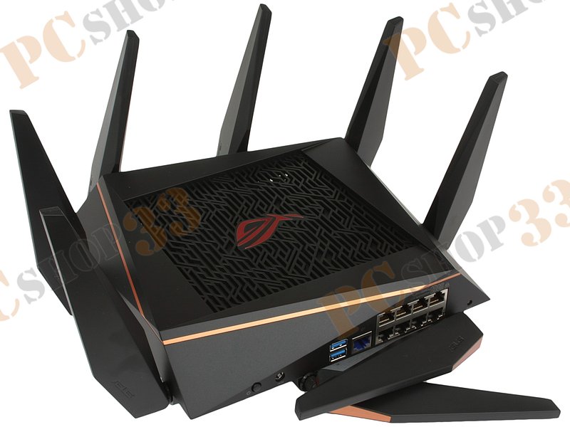 Беспроводной маршрутизатор ASUS GT-AC5300 ROG Rapture WiFi 2.1Гбит/сек. + 8 портов LAN 1Гбит/сек. + 1 порт WAN 1Гбит/сек. + 2 порта USB3.0
