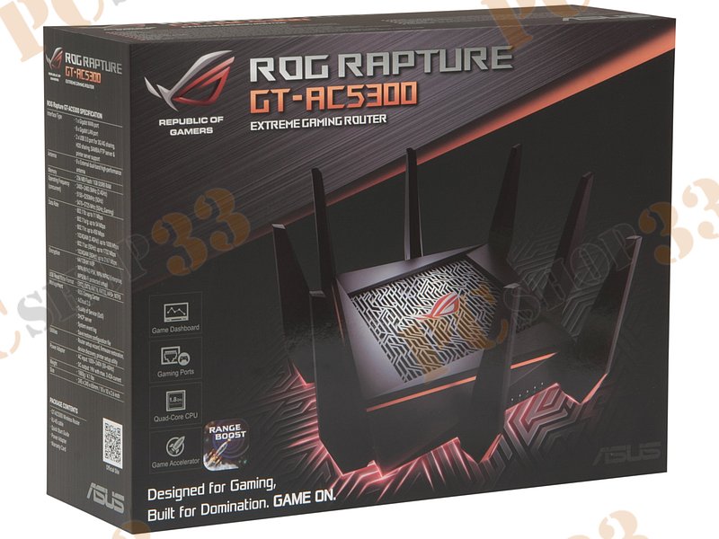 Беспроводной маршрутизатор ASUS GT-AC5300 ROG Rapture WiFi 2.1Гбит/сек. + 8 портов LAN 1Гбит/сек. + 1 порт WAN 1Гбит/сек. + 2 порта USB3.0