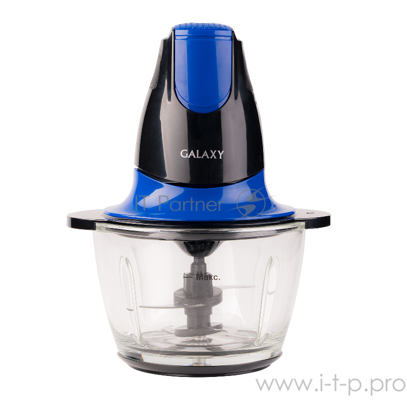 Чоппер Galaxy GL2357, синий/черный Чоппер электрический 400 Вт, стеклянная чаша объемом 0,75 л, импульсный режим, двойной нож из нержавеющей стали 18/10, прорезиненное основание, препятствующее скольжению, номинальное напряжение 220-240 Вт, 50 Гц