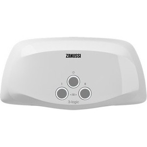 Водонагреватель проточный Zanussi 3-logic 5,5 TS (душ+кран) Модели: 3-logic 3,5/5,5/6,5 кВт. Гидравлическая система управления. Медный нагревательный элемент. 3 режима мощности нагрева. Индикация режимов работы.