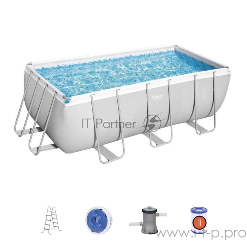 Каркасный бассейн Power Steel с ф.-насосом и лестн. 412*201*122 см, 8124 л, Bestway 56456