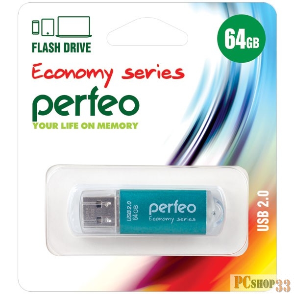 Флеш Диск Perfeo USB Drive 64GB E01 Green PF-E01G064ES