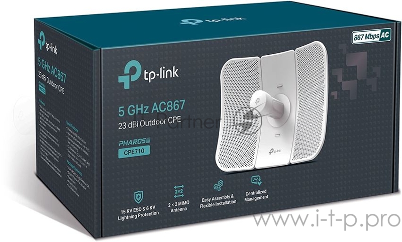 Наружная точка доступа Tp-Link CPE710 5 ГГц 867 Мбит/с 23 дБи Wi-Fi стандарта AC SMB