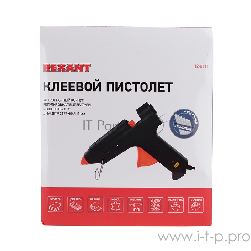 Пистолет клеевой REXANT (12-0111) 60 Вт O 11 мм 120...240 (в кейсе)