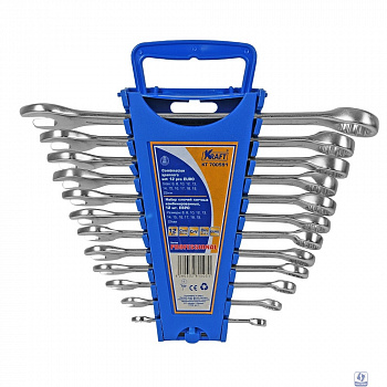 Набор ключей комбинированный KRAFT KT 700591 12 шт: 6,8,10,12-19,22мм ЕВРО (пласт. держ)