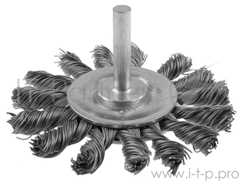 Кордщетка ЗУБР 3522-075_z01 ЭКСПЕРТ дисковая для дрели плетеные пучки сталь 0.5мм 75мм