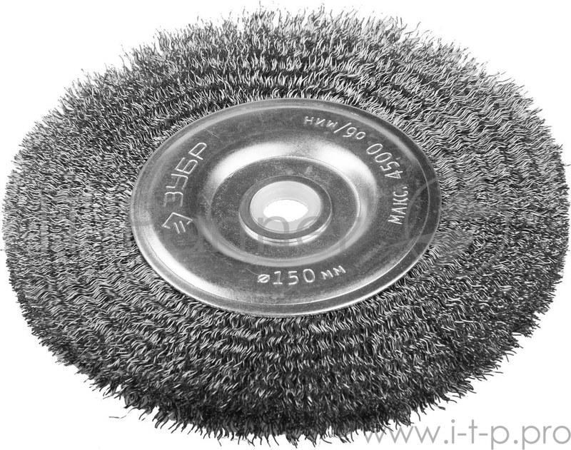 Кордщетка ЗУБР 35185-150_z01 ЭКСПЕРТ дисковая для станка витая сталь 0.3мм 150/12.7мм