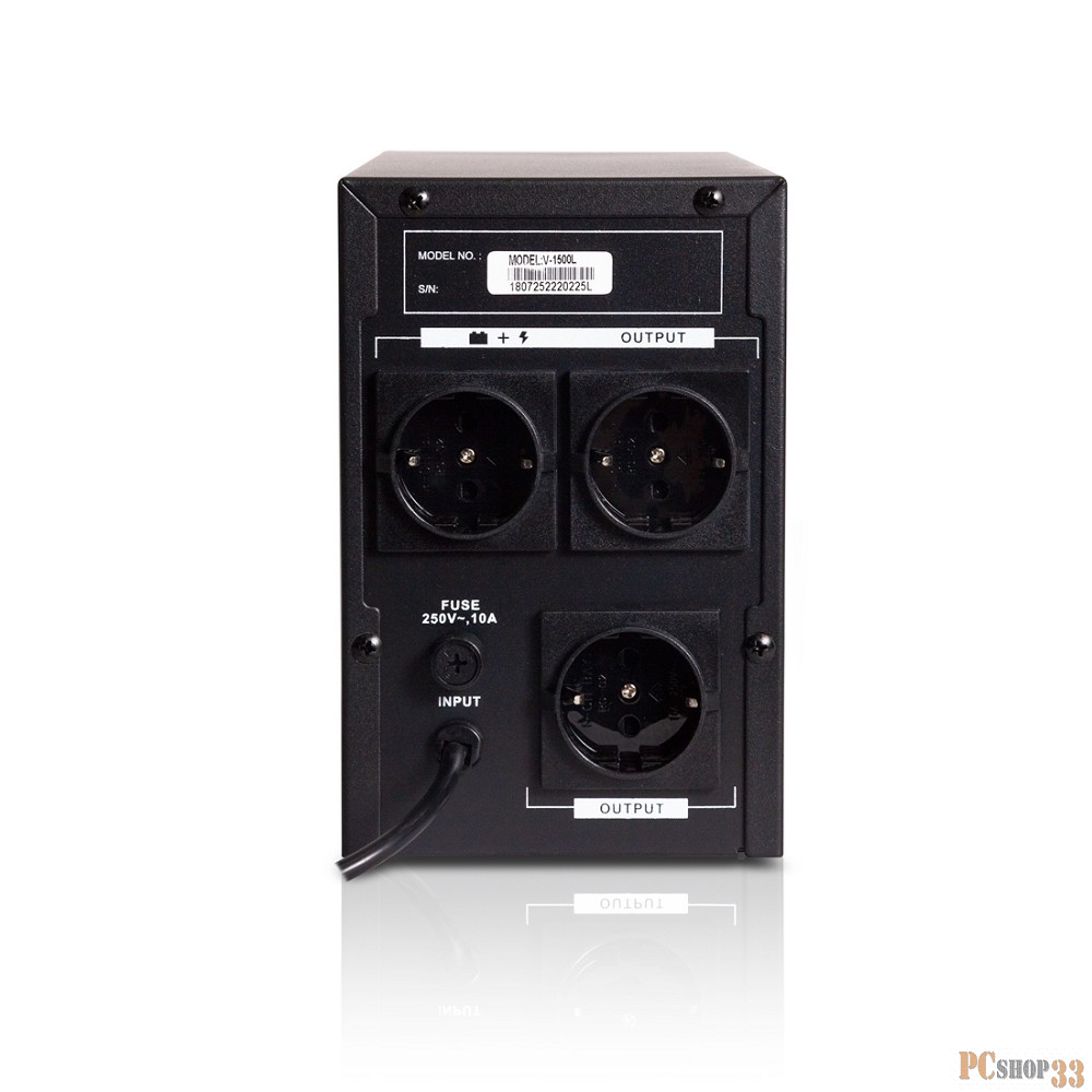 ИБП SVC, V-1500-L Л-И., 1200ВА/720Вт, Вход:220В, AVR:145-290В, АКБ 2*12В/9Ач, Светодиодная индикация, Напольный