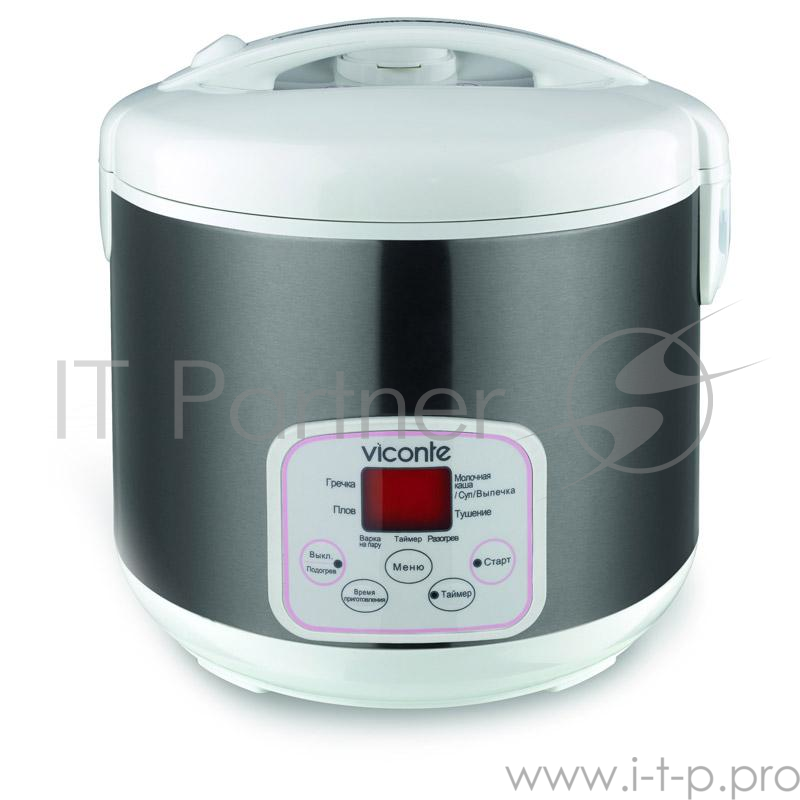 Мультиварка VICONTE VC-601 серый(Мощность 700 Вт. Объем чаши 5 л. LCD дисплей. Сенсорное управление. 10 автомат. программ: выпечка/суп/молочная каша, плов, варка на пару, тушение, гречка. Возможность постоянного подогрева блюда. Чаша с керамич. покры