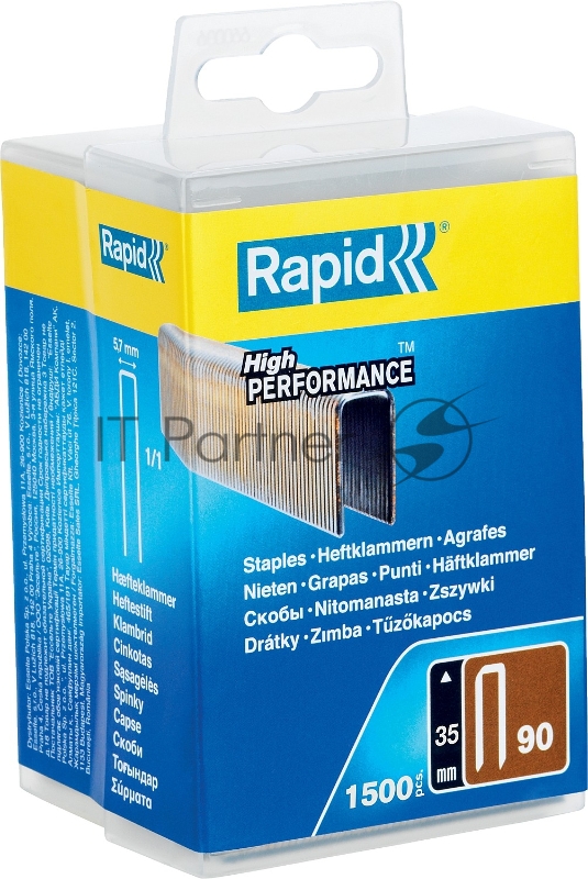 Скобы RAPID 5000126 35 мм, тип 90, 1500 шт узкие, супертвердые, закаленные