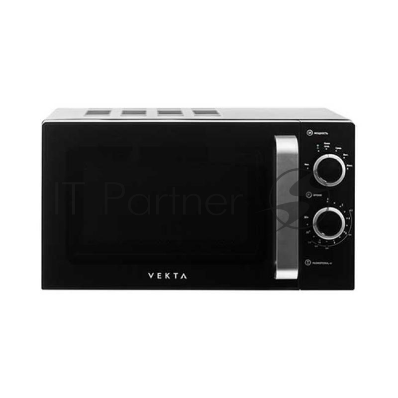 Микроволновая печь VEKTA MS720ATB 20 л., механическое управление, мощность 700Вт, цвет черный, внутреннее покрытие - эмаль, открытие дверцы - ручка, таймер 30 мин, разморозка по весу