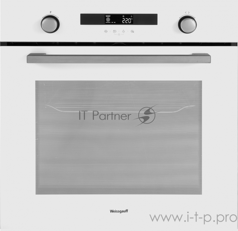 Встраиваемые электрические духовки 60 см Weissgauff электрический, 595 х 565 х 595 мм, 72 л, паровая очистка, белый