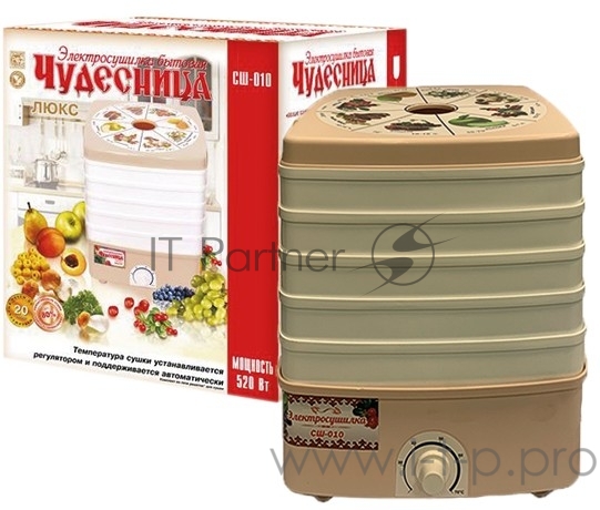 Сушилка для овощей Чудесница Люкс СШ-010, 5 поддонов, 17л, цв. уп. Пенза