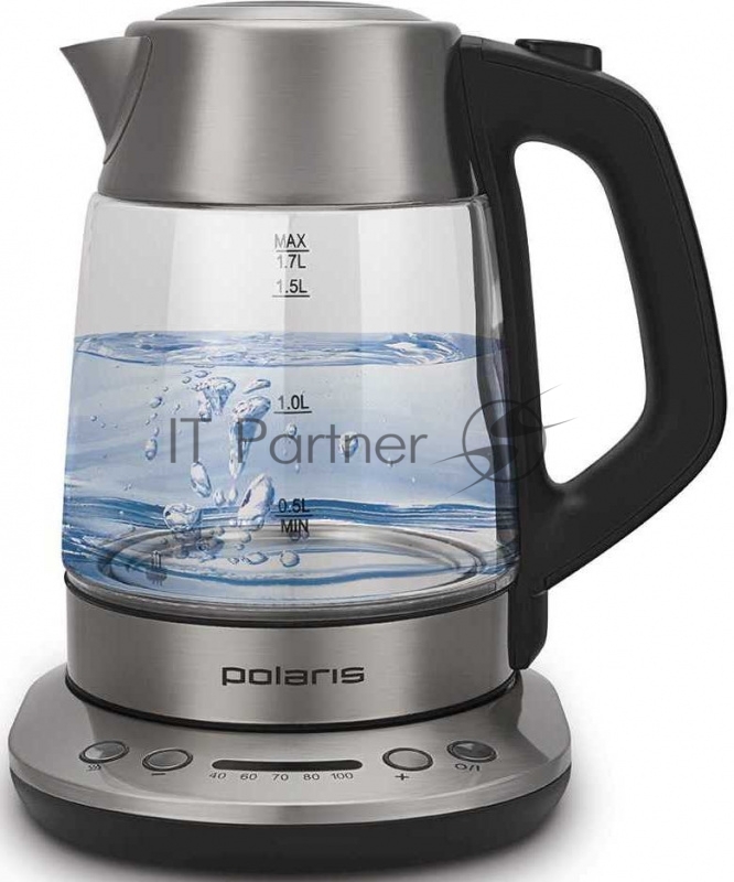 Чайник электрический Polaris PWK 1777CGLD 1.7л. 1800Вт черный (корпус: нержавеющая сталь/стекло)