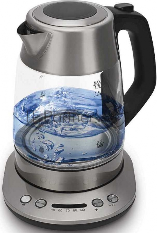 Чайник электрический Polaris PWK 1777CGLD 1.7л. 1800Вт черный (корпус: нержавеющая сталь/стекло)