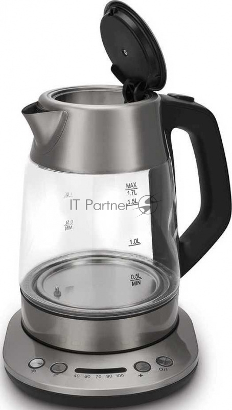 Чайник электрический Polaris PWK 1777CGLD 1.7л. 1800Вт черный (корпус: нержавеющая сталь/стекло)