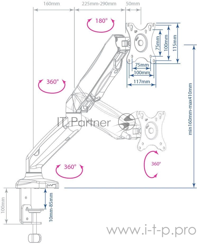 Кронштейн для ЖК мониторов ARM MEDIA LCD-T21w white 15- 32