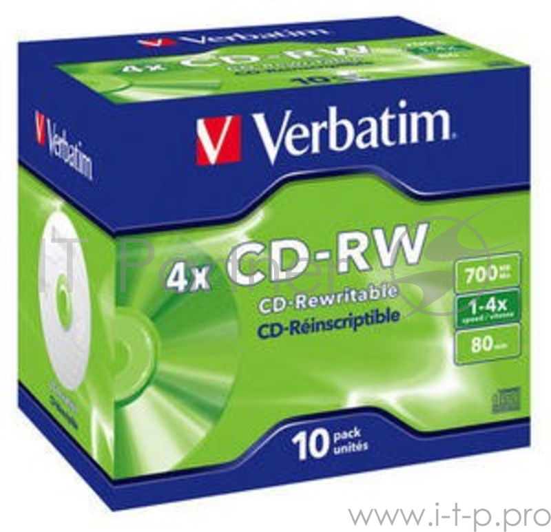 Диск Verbatim Диск CD-RW 700Mb 2x-4x DataLife+ (10шт) (43123)
