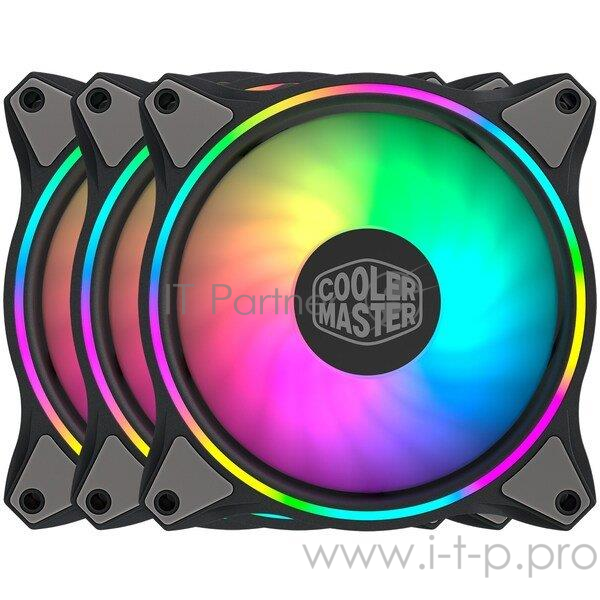 3 Кулера для корпуса 1 Ватт Cooler Master MASTERFAN MF120 HALO, 120mm, 4-Pin (PWM), ARGB, 3 pcs + ARGB Controller