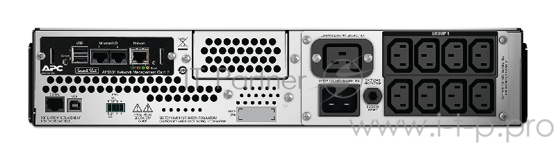 ИБП (UPS) 2U 19 RM 3000ВА APC Smart-UPS 3000VA SMT3000RMI2UNC, черный (COM, USB, LAN)