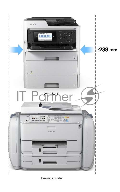 МФУ струйный 4 цв. Epson WorkForce Pro WF-C579RDWF + extra tray, А4, 34 стр/мин, копир/принтер/сканер/факс, ADF, WiFi