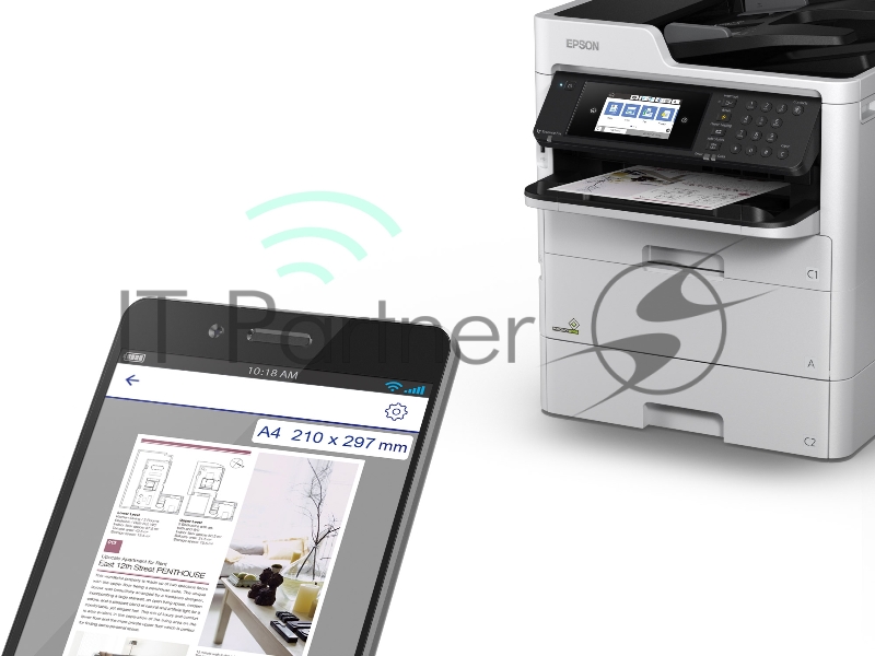 МФУ струйный 4 цв. Epson WorkForce Pro WF-C579RDWF + extra tray, А4, 34 стр/мин, копир/принтер/сканер/факс, ADF, WiFi