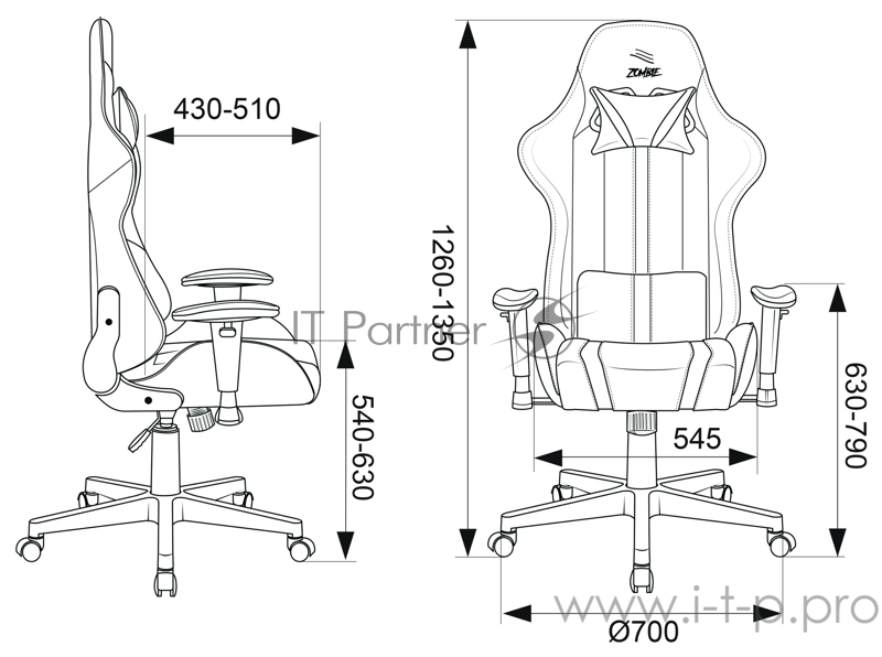 Кресло игровое Бюрократ VIKING ZOMBIE A4 GN черный/зеленый искусственная кожа