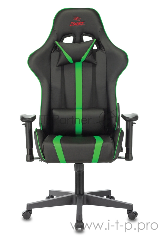 Кресло игровое Бюрократ VIKING ZOMBIE A4 GN черный/зеленый искусственная кожа