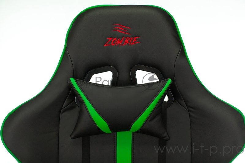 Кресло игровое Бюрократ VIKING ZOMBIE A4 GN черный/зеленый искусственная кожа