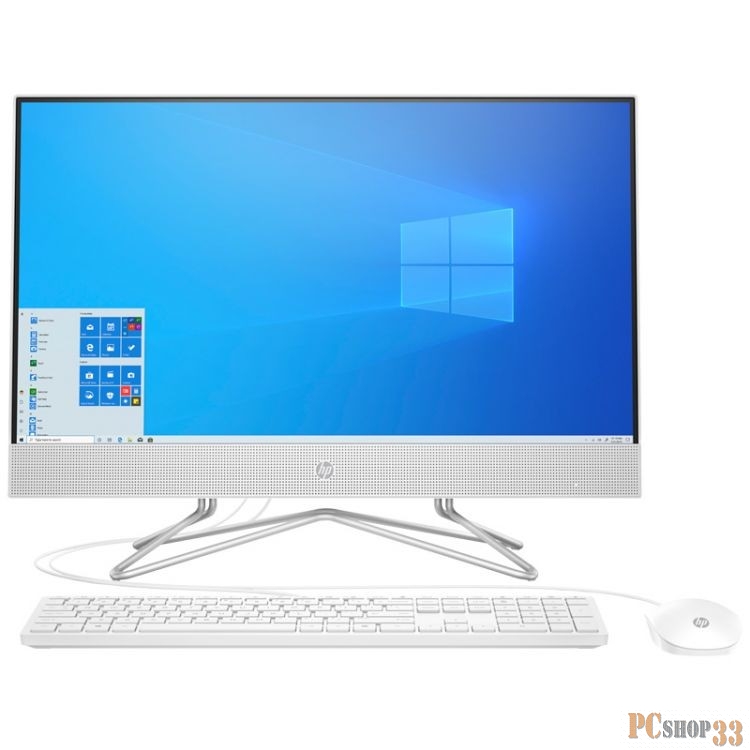 Моноблок HP 24-df0034ur NT 23.8 FHD(1920x1080) Core i3-1005G1, 4GB DDR4 3200 (1x4GB), SSD 128Gb, Intel Internal Graphics, noDVD, kbd&mouse wired, HD Webcam, Snow White, Win10, 1Y Wty