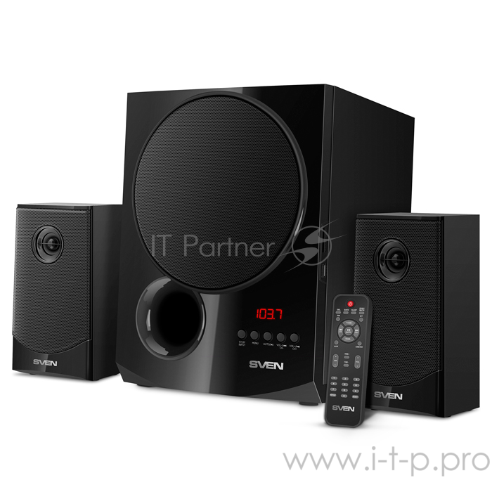 Акустическая система 2.1 SVEN MS-2080 / 70 Watt / ~220V 50Hz / FM-тюнер, USB/ SD, дисплей / BLUETOOTH / ПДУ / Black