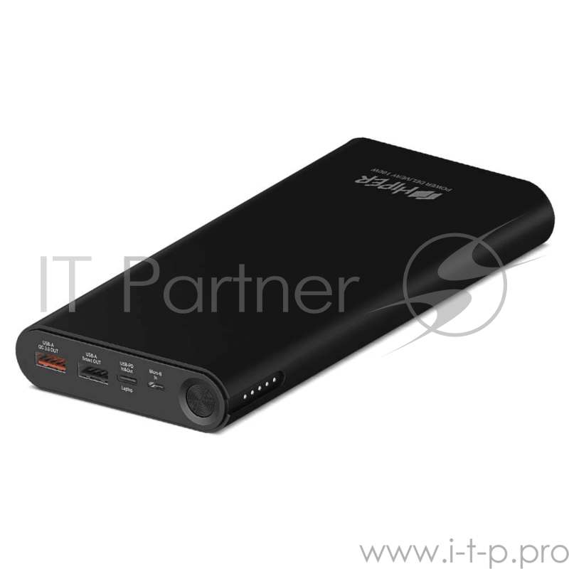 Аккумулятор HIPER Внешний аккумулятор HIPER ForcePower 100W Li-Ion 20000 mAh Aluminum QC+PD 100W 3A+2.4A+20V/5A 2xUSB 1xType-C черный